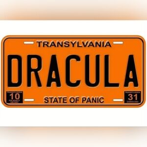 Orange Dracula Novelty License Plate